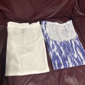 Sz 3 Xl Lot of 2 Chico's Ribbed 97%Cotton 3%spandex  Blue White/white Women